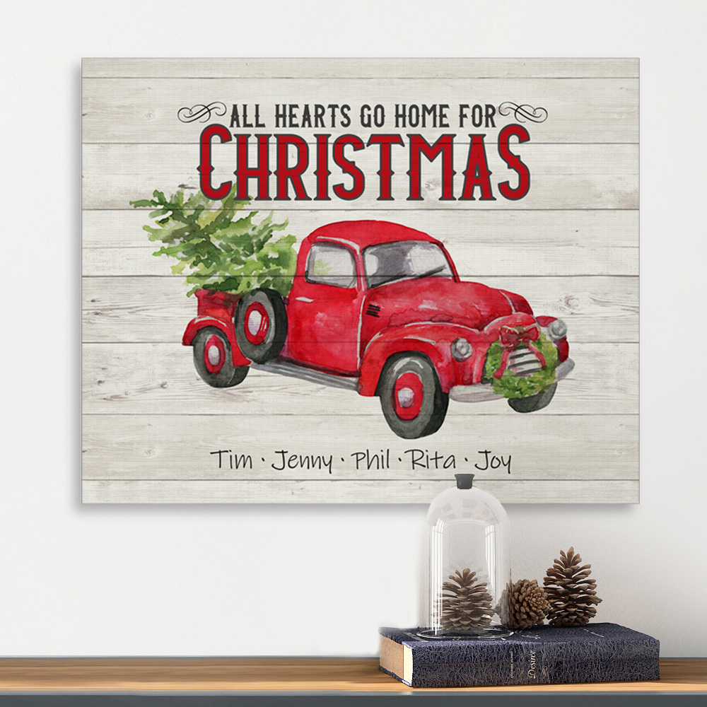 Welcome your friends and family with this personalized canvas Christmas print.