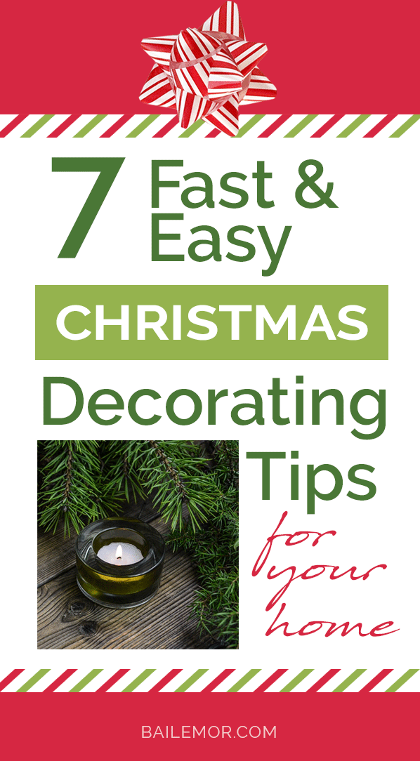 Here are seven quick Christmas decorating tips for the home. Because getting into the holiday spirit shouldn’t be stressful and time consuming. These decorating ideas will help you brighten up your entryway, living room, fireplace mantel and even the bathroom. See what’s hot for this year’s holiday home decor. #christmasdecorating #holidaydecor #christmas #fireplacedecor