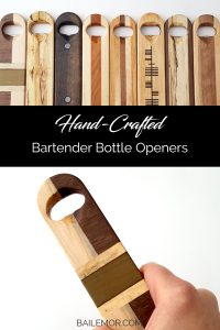 Our wooden bottle opener makes great gifts for Father’s day, Valentine’s Day, Birthday days, and Christmas. They are hand-crafted wooden beer bottle openers made with exotic and domestic woods. Click through to learn more about these bartender bottle openers and watch a video on “Flair Tricks”.