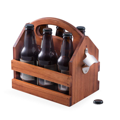 wooden beer caddy