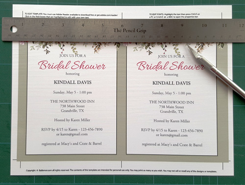 how to trim invitation template