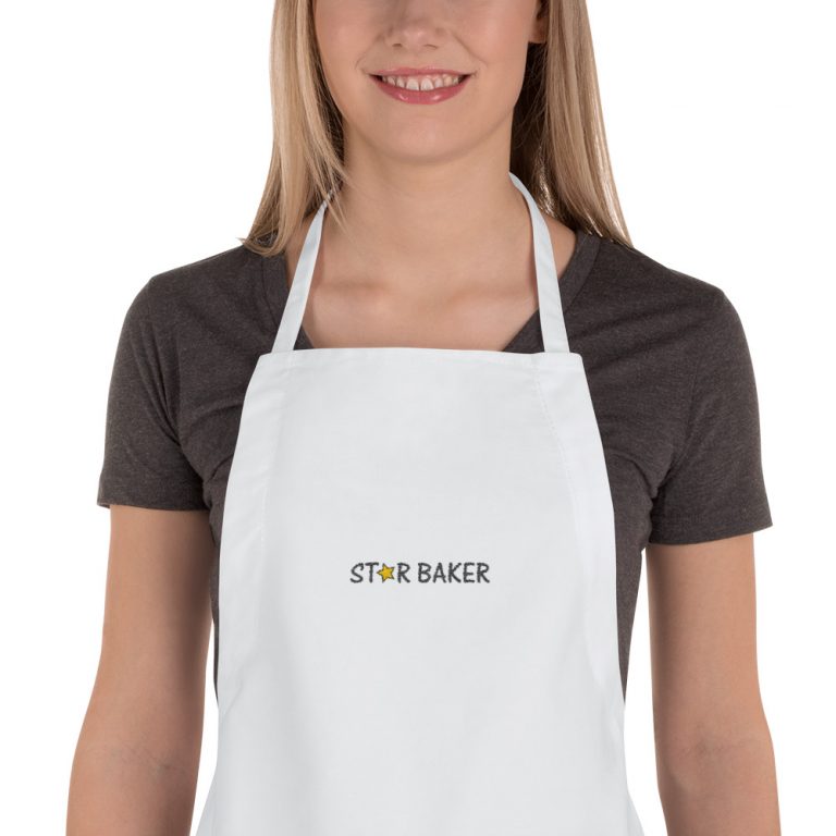 Star Baker Apron: White Embroidered