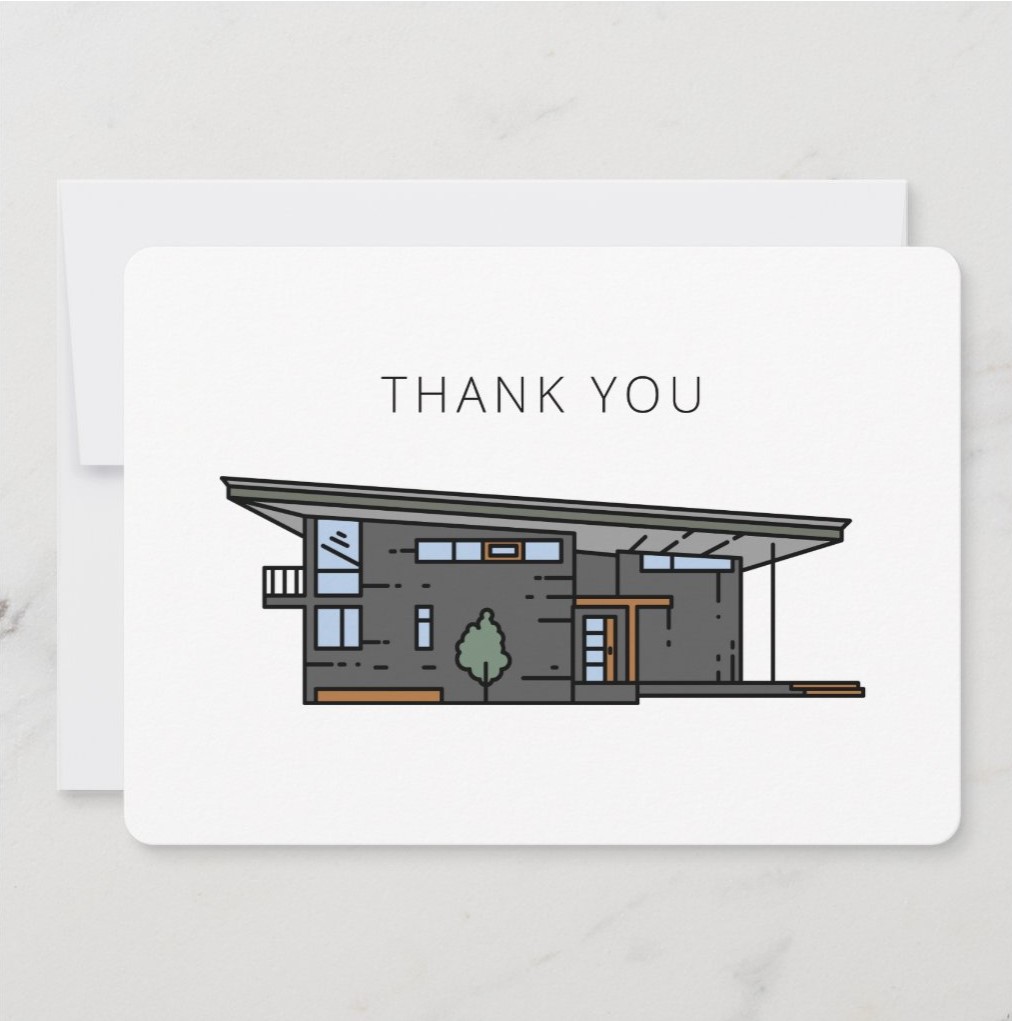 mid century modern thank you card