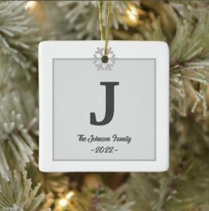 monogram family name ceramic ornament