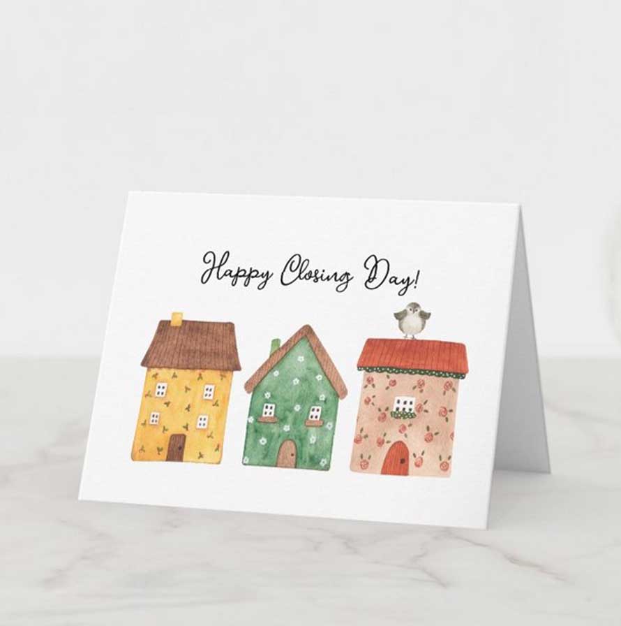 3 house happy closing day cards