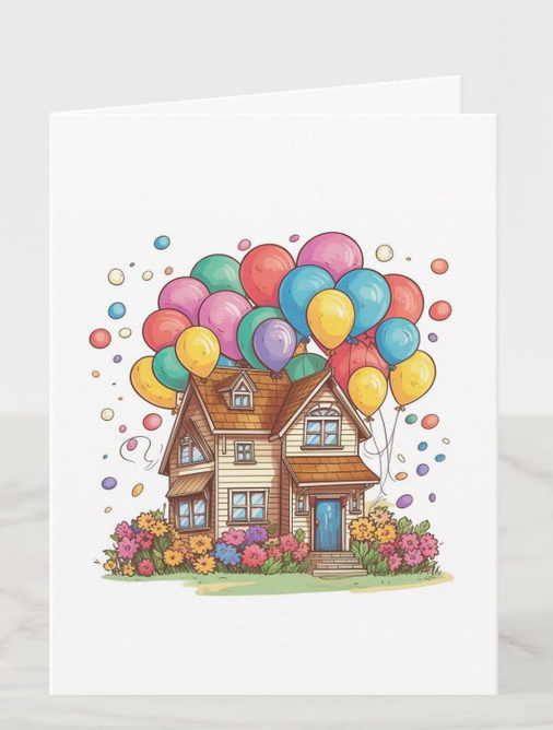 blank balloon and bloom note card