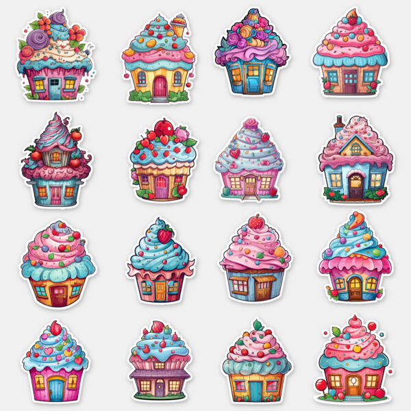 Zazzle Cupcake House 16 Pack Sticker cupcake sticker pack