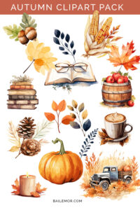 transparent Autumn clipart instant download