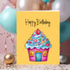cupcake house birthday card for real estate clients