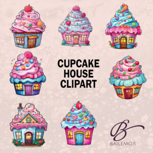 cupcake house illustration clipart