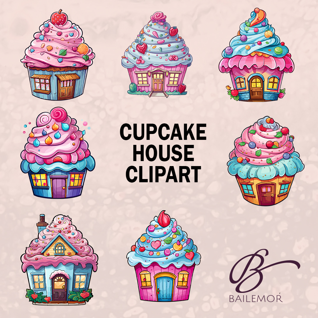 cupcake house illustration clipart