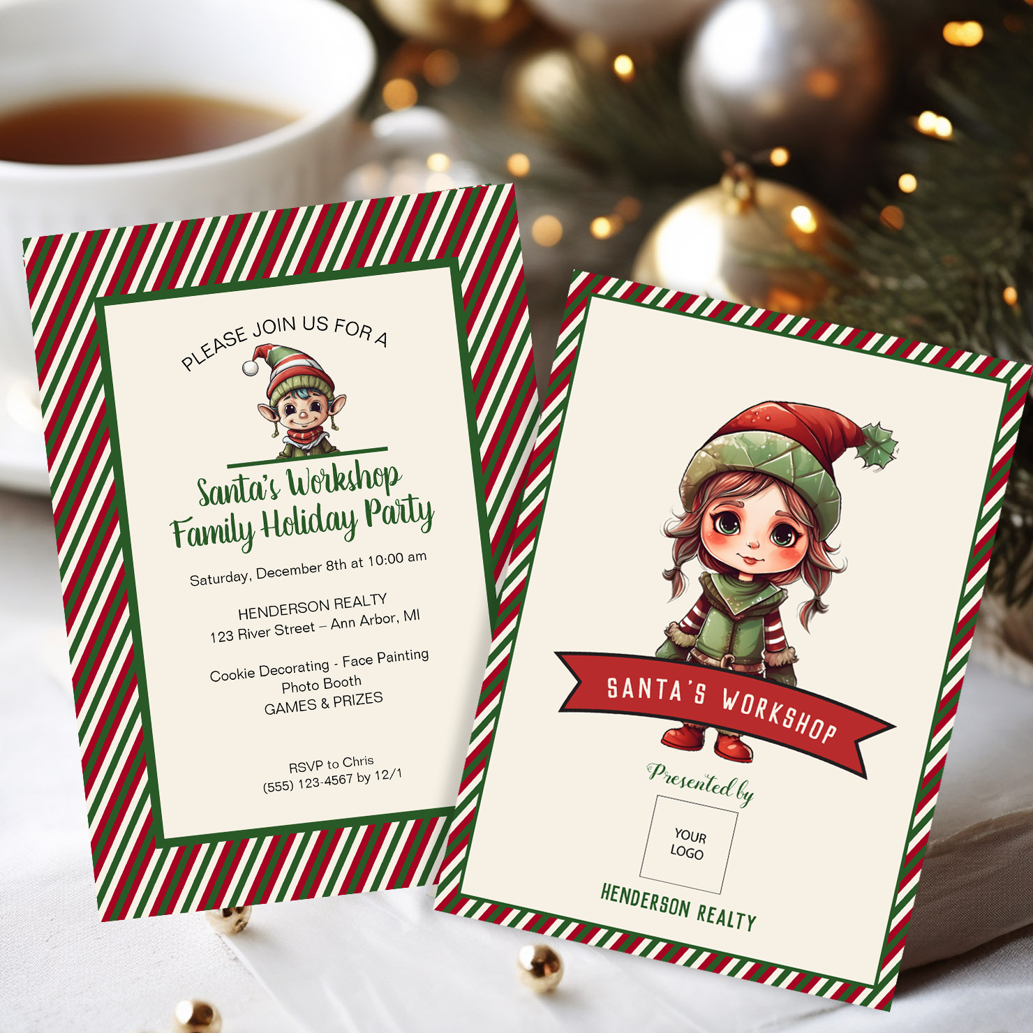 santas elves client party invitation