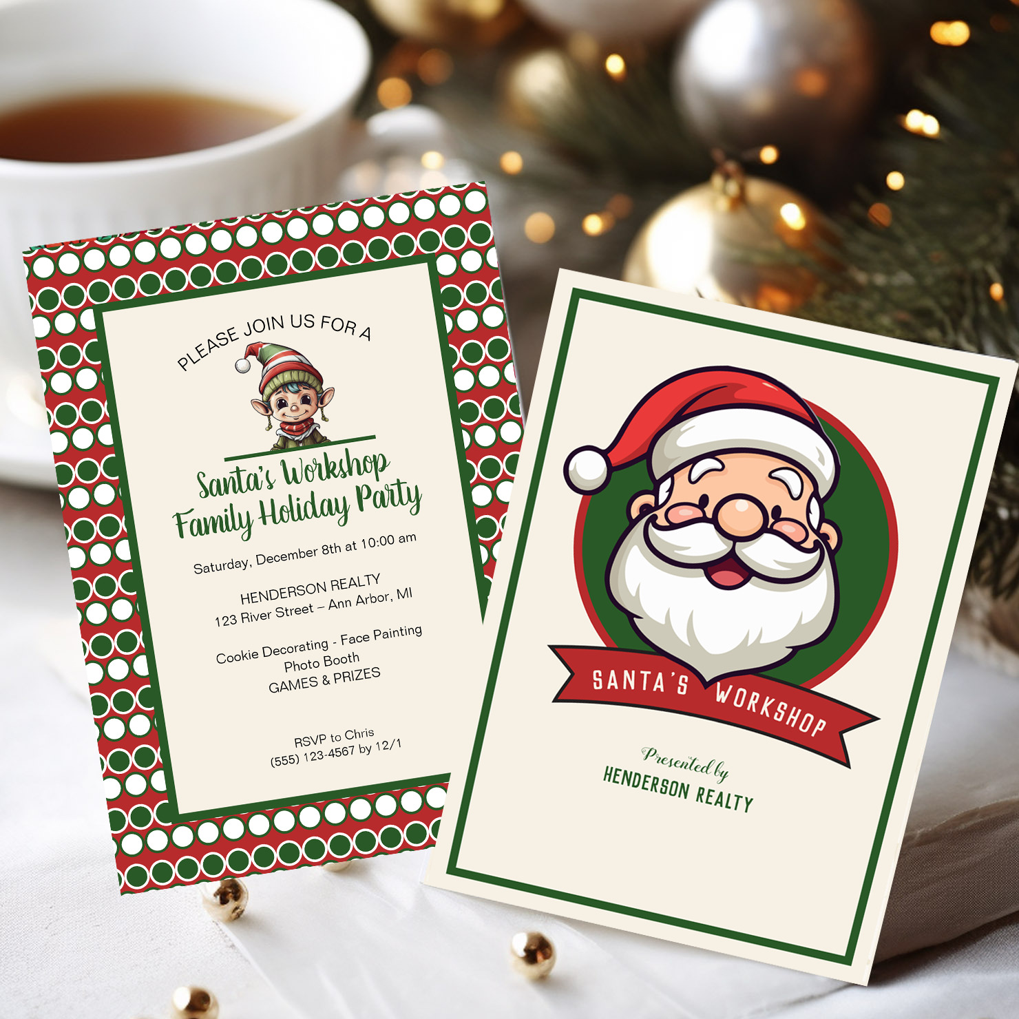 santa workshop business party invitations