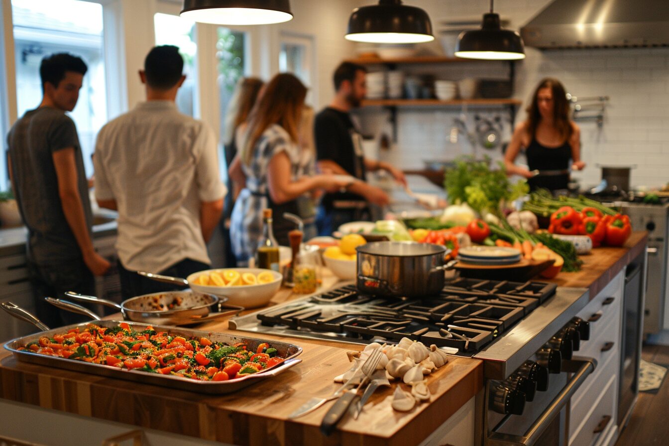 cooking class party held at business owners home.