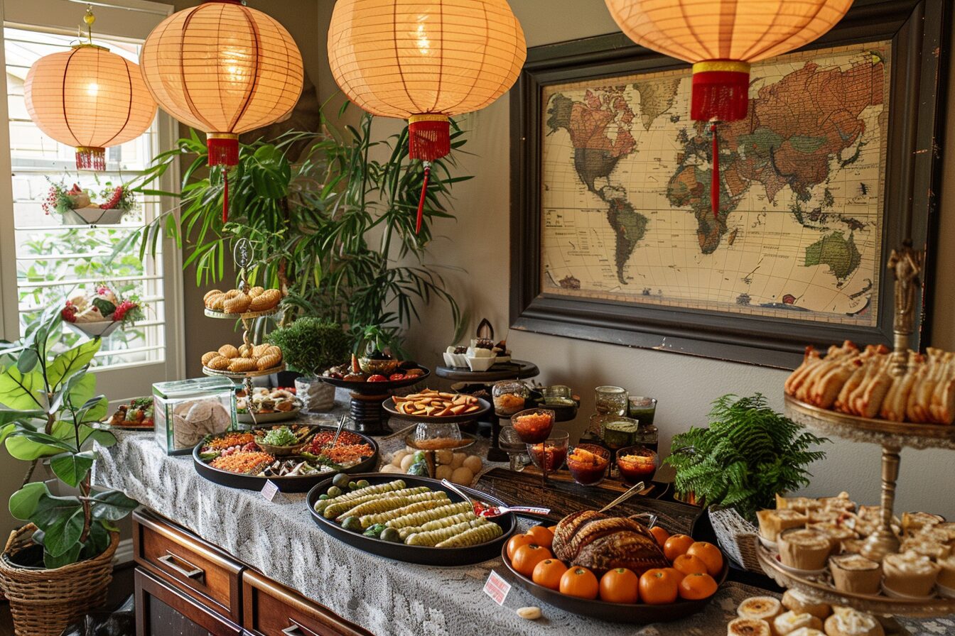 World international buffet and decor example.